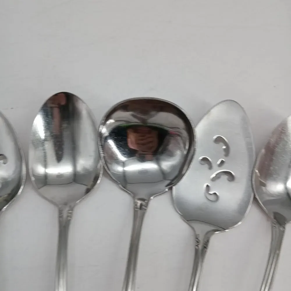 10 Serving CHATEAU by ONEIDACRAFT DELUXE Stainless Spoons Pie Ladle Slotted